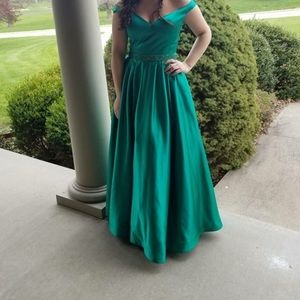 Sherri Hill Emerald Satin Ball Gown
